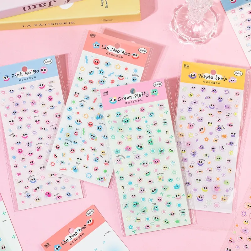 Cute Cartoon 3D Resin Expression Puffy Stickers  Mini Cute Stereo Decal DIY Decor for Journal Phone Case Kawaii Crafts Kids Gift