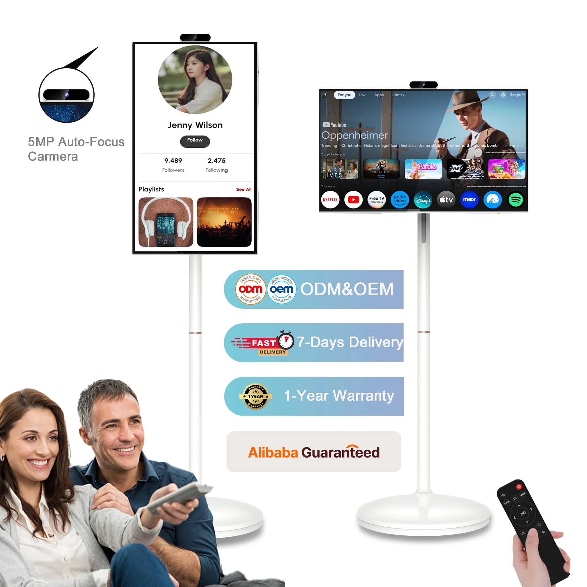 Televisor LED Portátil de 32 Pulgadas con Android 13, Batería Integrada, Mini LED Inteligente con Retroiluminación, HDTV Inalámbrico con Pantalla Táctil para Gimnasio en Casa