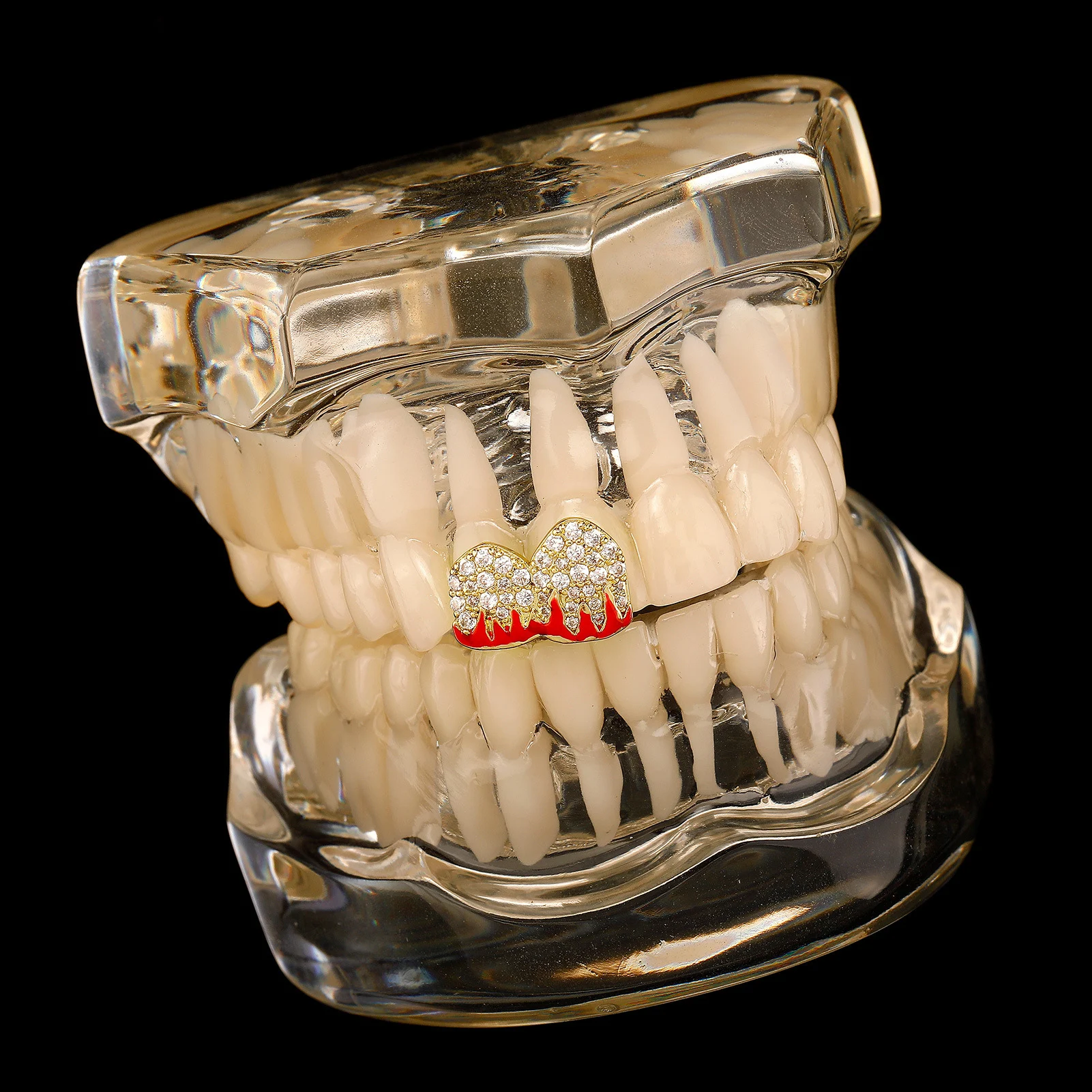 Halloween Individual Rapper Teeth Grills Shiny Rhinestones Tooth Grillz Cap Body Jewelry for Stage Perfomance Accessory