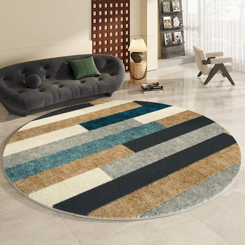 Round Bohemian Living Room Carpets Soft Comfortable Easy Care Bedroom Bedside Rugs Sofa Coffee Table Carpet Striped Balcony Rug