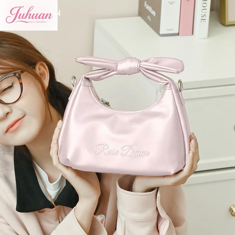 

2025 New Light Luxury Bow Dumpling Bags Women's Fashion Versatile Sweet Cute Girl Small Bags Single Shoulder Oblique Span Bag