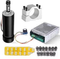 Husillo refrigerado por aire de 0,5 kW, Motor de husillo de 500W, mandril ER11, Motor de husillo CNC + abrazaderas de 52mm + regulador de velocidad de fuente de alimentación para grabado