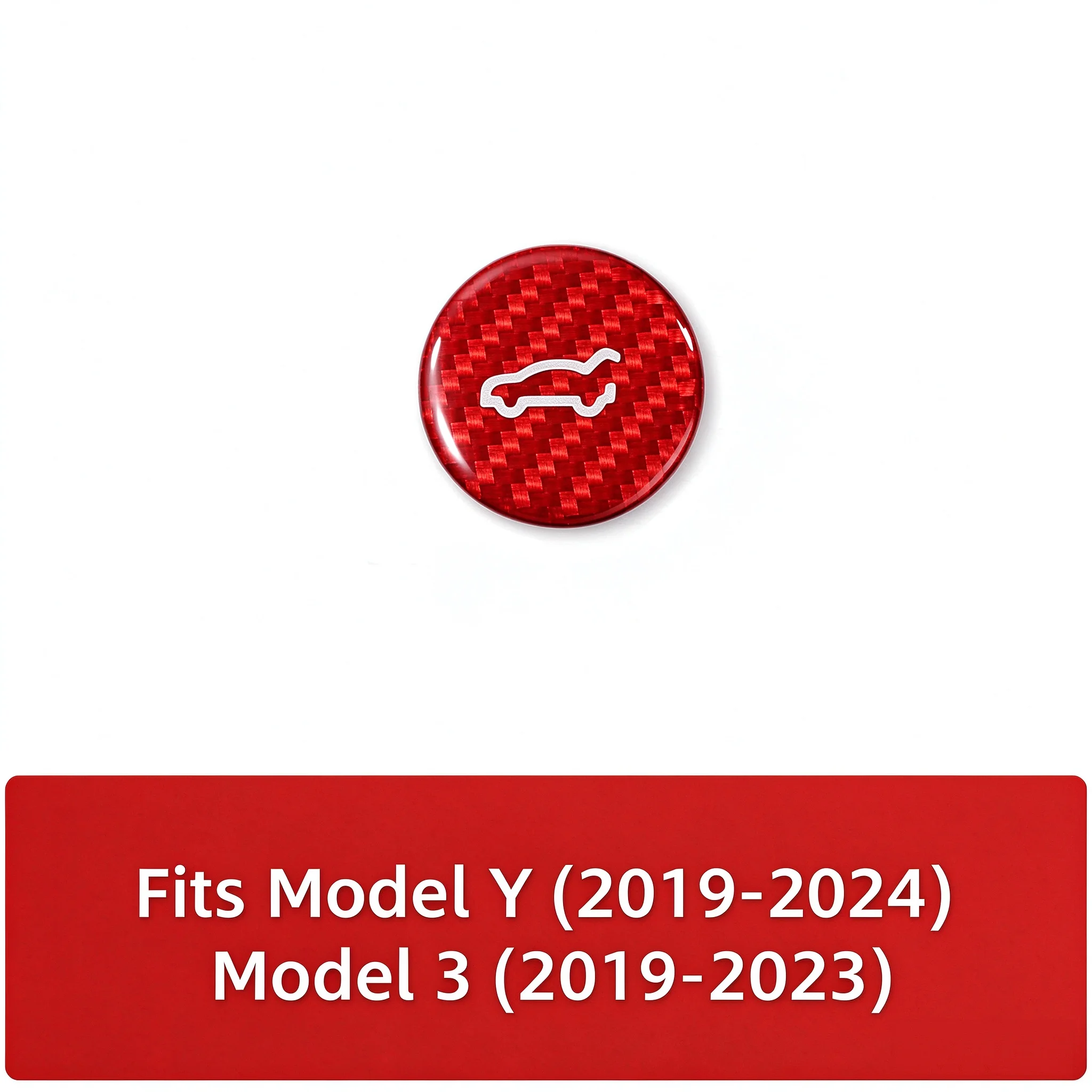 For Tesla Model 3 Model Y 4Pcs Door Unlock Button Trim Cover Carbon Fiber Texture Red Car Interior Modification Accessorie