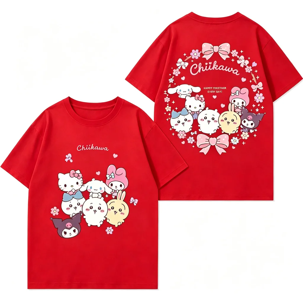 2026 Neues Chiikawa Kawaii Y2K Grafik-T-Shirt Unisex Niedliches Cartoon-Anime Kurzarm Lose Sommer-Streetwear-Oberteile – Detail 7