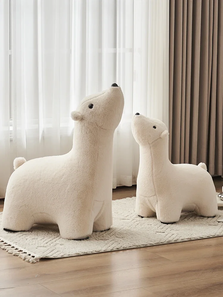 

Polar bear animal seat creative stool seat living room doll shoes changing stool alpaca cartoon chair seat furniture