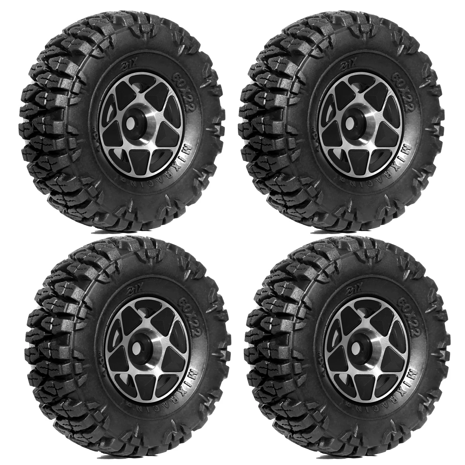 

4pcs Aluminum 1.0 Beadlock Wheel Tires Set for Axial SCX24 AX24 TRX4M FCX24 Upgrade 1/24 1/18 RC Crawler Car