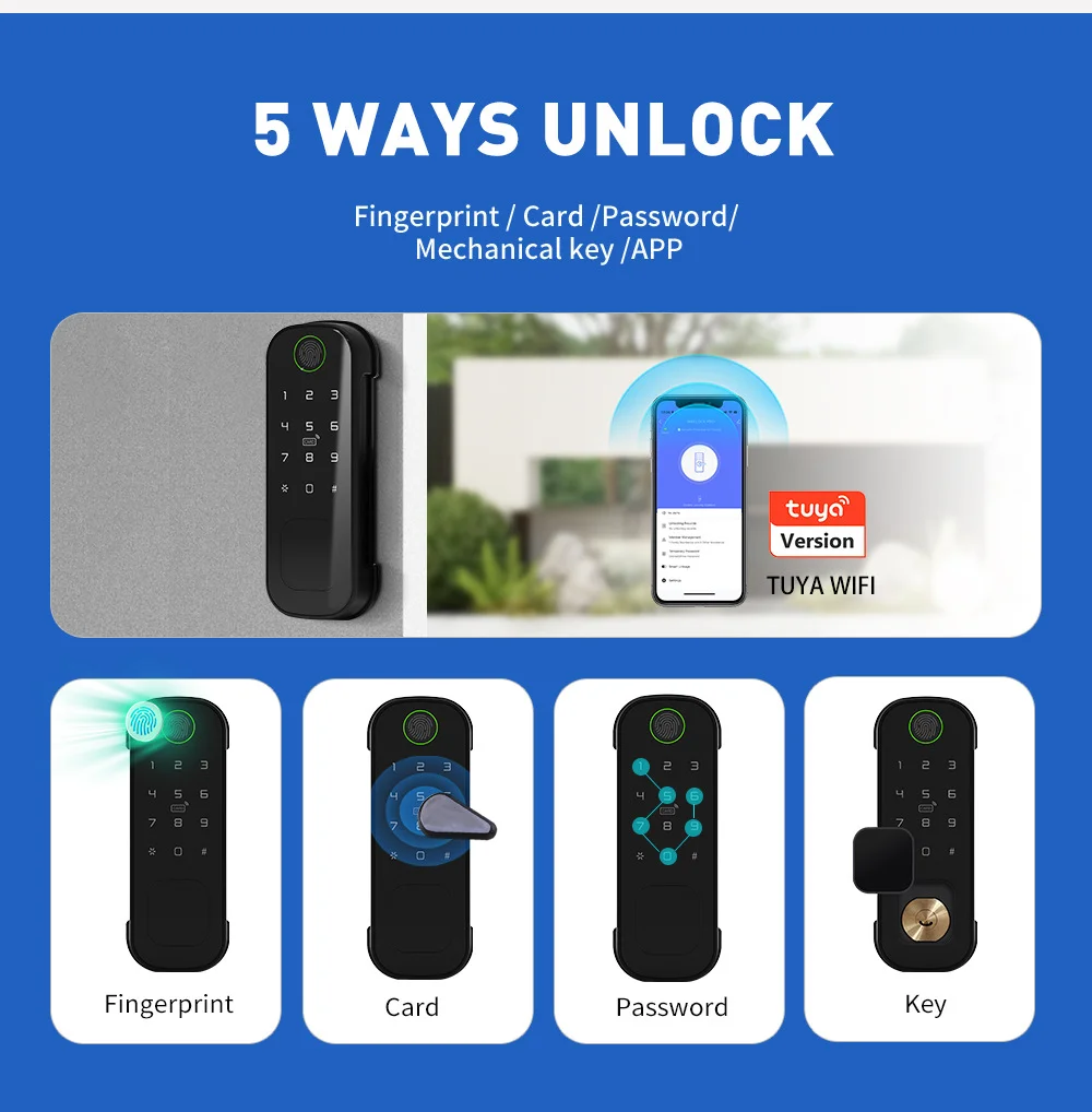 Tuya スマートリムロック 屋外防水 指紋認証 デジタルド - Smart Rim Lock Wifi Fingerprint のレビューと価格