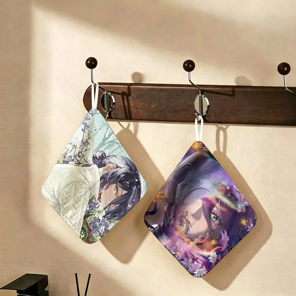 Anime Chainsaw Man Reze Hanging Kitchen Towel, Polyester Cotton Fabric, Absorbent Hand Wiping Towel For Home Dormitory