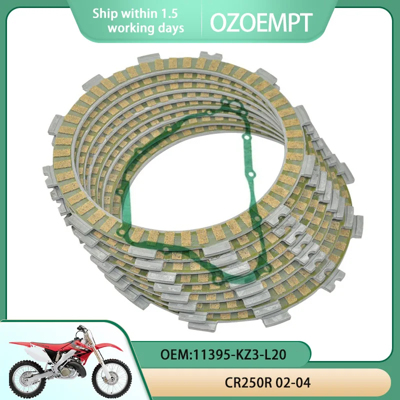 

OZOEMPT Motorcycle Clutch Disc Set and Cover Gasket Apply to CR250R 02-04