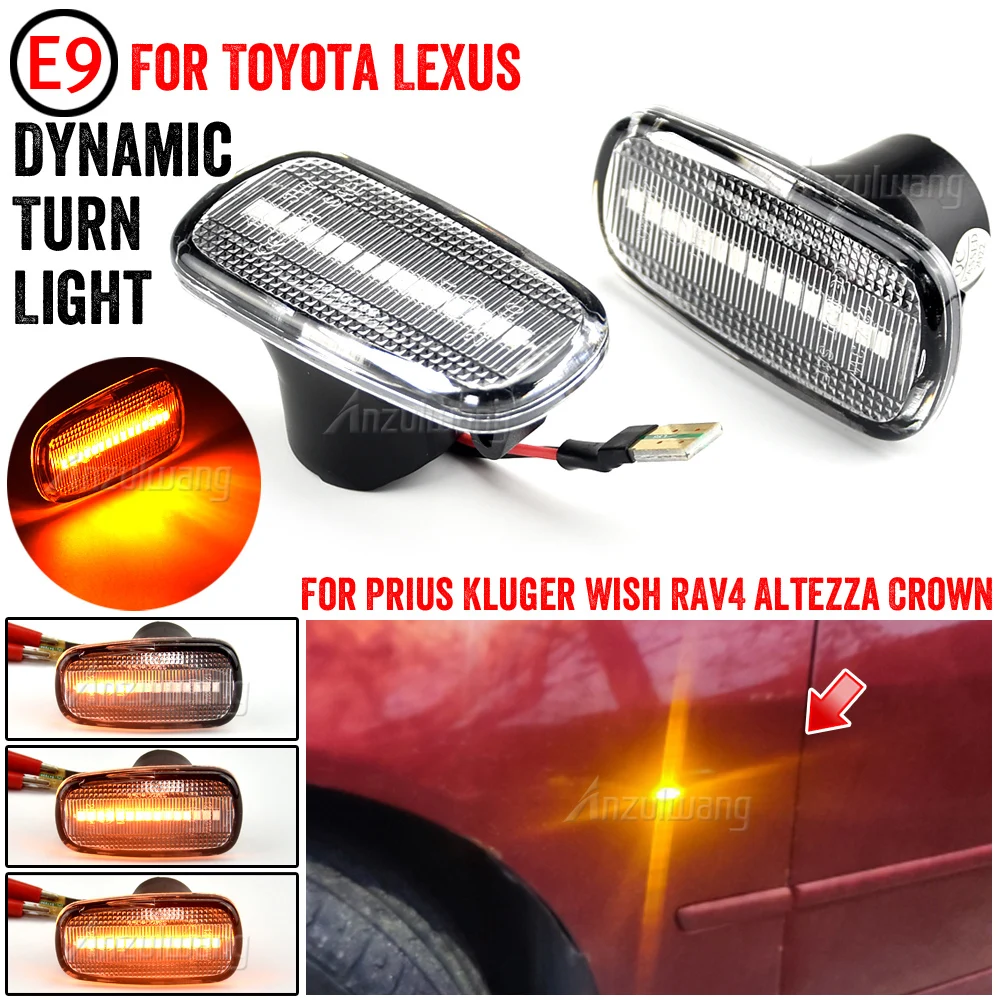 

2X Dynamic Amber Led Side Marker Light For Lexus LX470 98-07 Toyota Land Cruiser 100 Prado 90 Series FJ Hilux Turn Signal Lamps