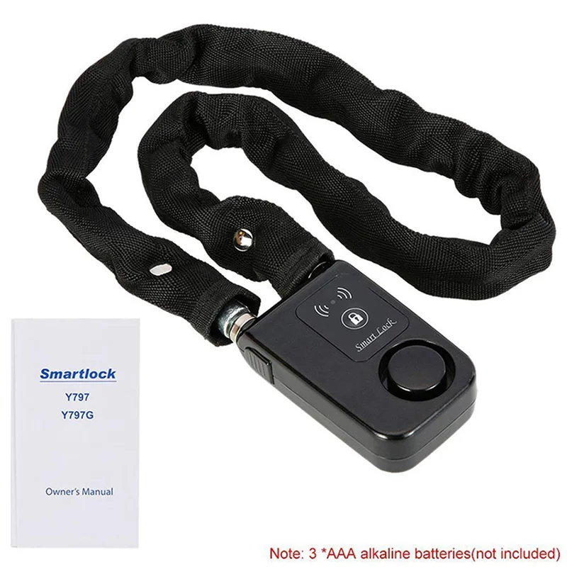 

【Buy It-Now!】Bluetooth Chain Lock Smart Keyless Bike/Motorcycle Gate/Door Lock Anti Theft 110Db Alarm Phone APP Control Black