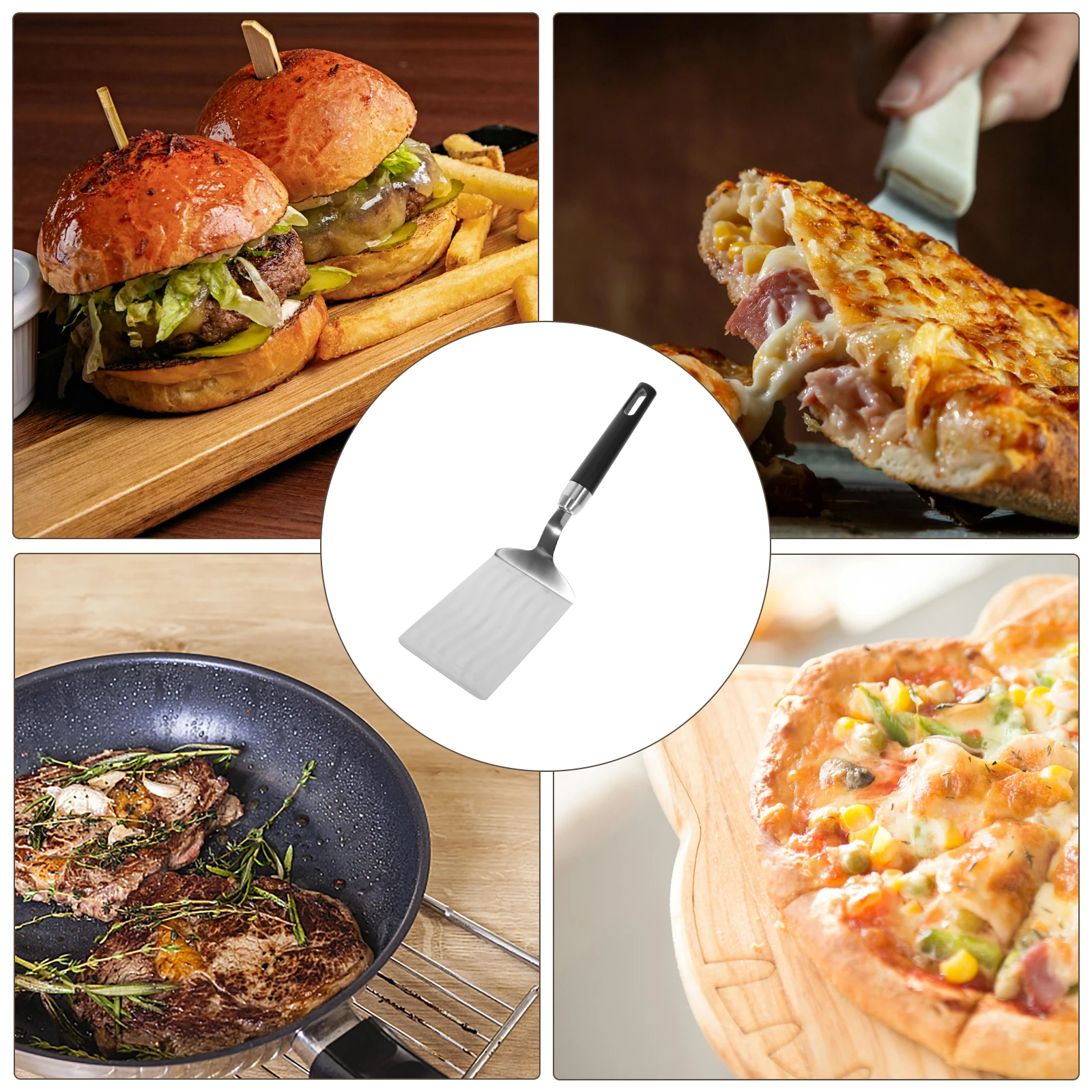 

Kitchen Frying Spatula Stainless Steel Steak Turner Nonstick Cooking Tool For Burgers Woks Restaurant Use