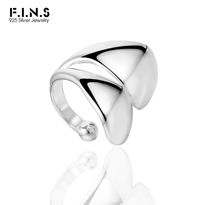 

F.I.N.S CUSTOM Order 1PC S925 Sterling Silver Glossy Double-Layer Ear Cuff Clip Wide Ear Bone Buckle without Piercing Fine Jewel