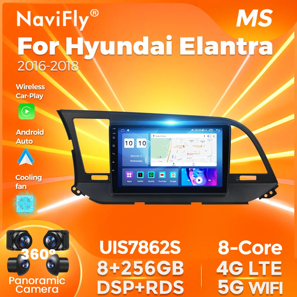 NaviFly 7862S 8G 128G Android All In One Car Intelligent System For Hyundai Elantra 6 2016 - 2020 Carplay DSP Navigation GPS FAN