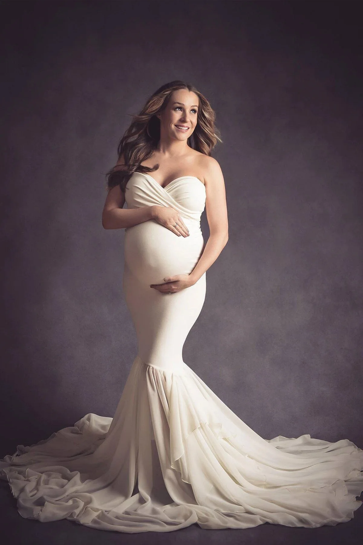 Maternity Photoshoot Dresses White Off-Shoulder Maxi Dress Baby Shower Dress For Pregnant Woman Elegant Photography Dresses view 2