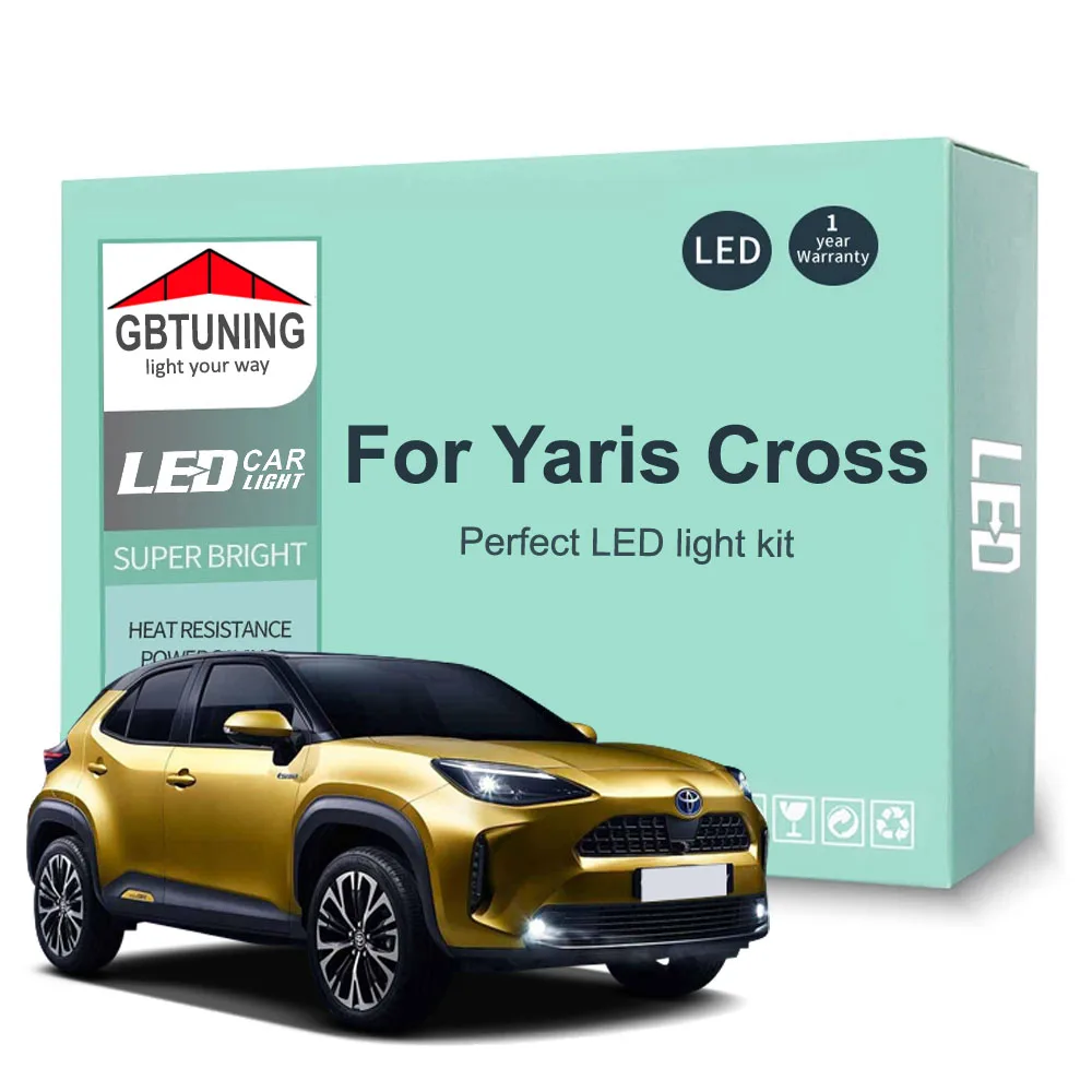 11 sztuk zestaw żarówek światło LED do wnętrza samochodu do Toyota Yaris Cross 2020 2021 2022 2023 2024 pojazdów do czytania w pomieszczeniach kopułka Canbus