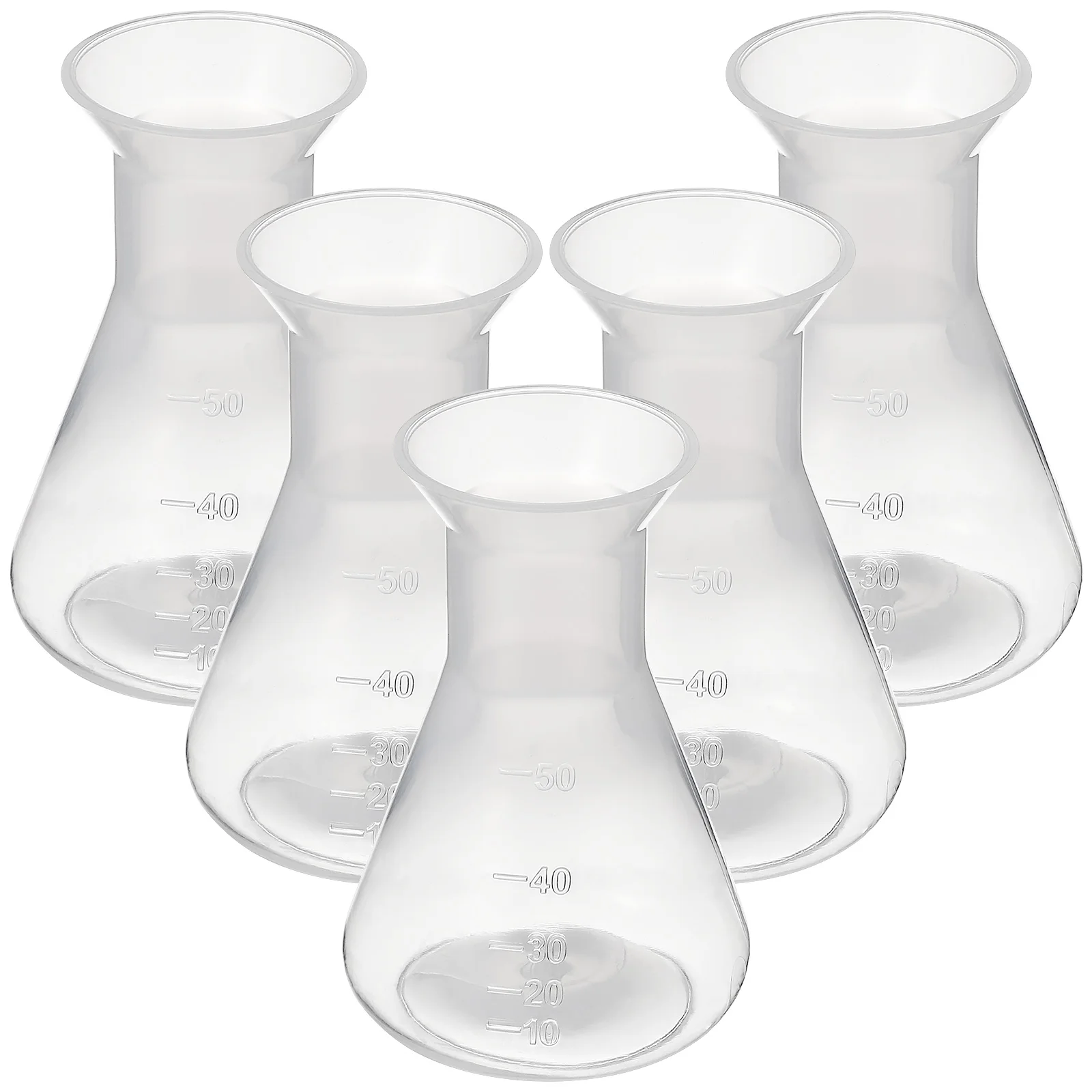 

5 pcs Plastic Flask Clear Conical Laboratory Bottle for Experiment Precise Scale Stable Base Transparent Suitable Chemistry