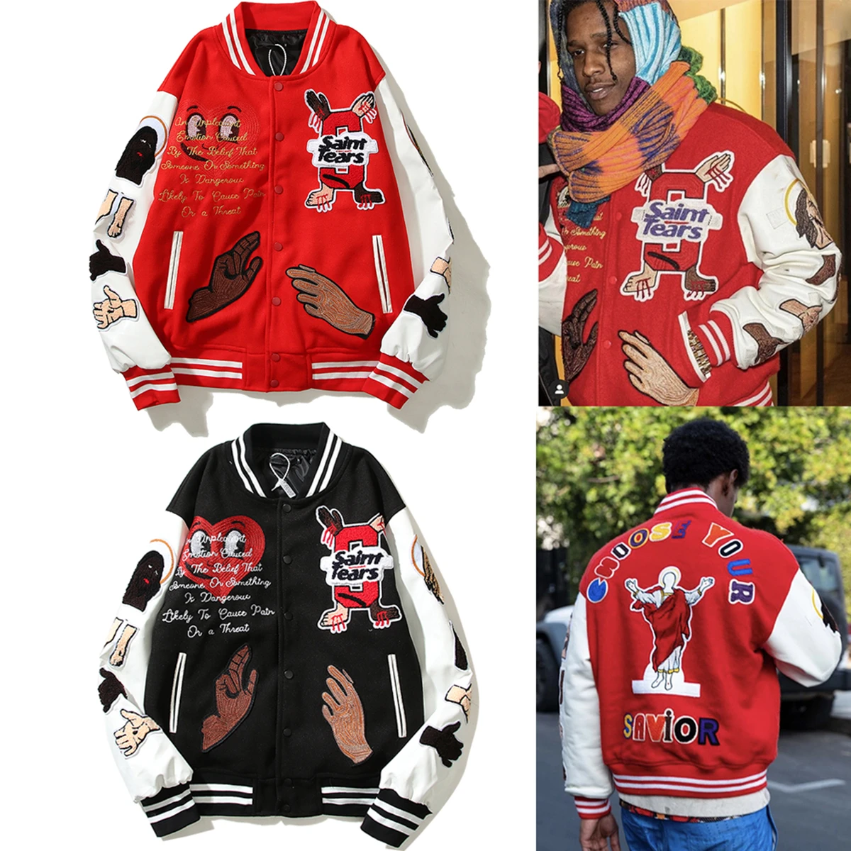 

Yao Fashion Celebrity Inspired Embroidery Patch Graphics Streetwear Oversize HipHop Jacket Sport Casual Vintage Coat For Men