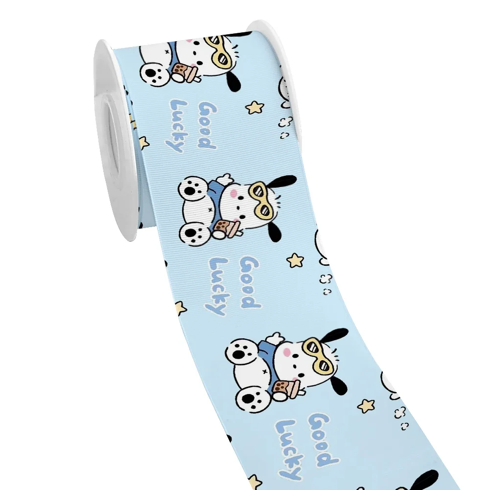 50 Yards Japanese Sanrio Psyduck Cartoon Pochacco Design Printed Grosgrain Satin Ribbon for Gift Wrapping Hair Bow