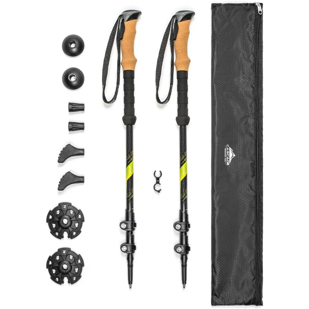 

Trekking Poles - Carbon Fiber Walking or Hiking Sticks with Quick Adjustable Locks