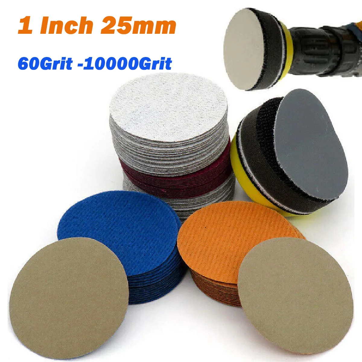 

1 Inch 25mm Wet & Dry Sanding Discs 60Grit -10000Grit Sandpaper Hook and Loop Sanding Disk Abrasive Polish Pads