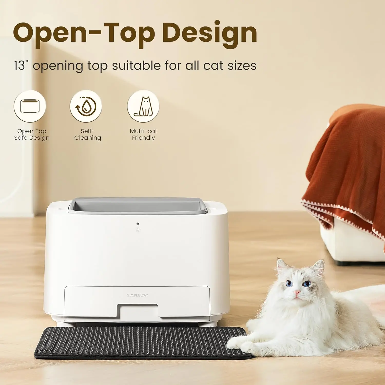 Cat Litter Box Self Cleaning: Automatic Kitty Litter Boxes for Pet Lover Large Auto Litter Scooping Free Robotic for Multiple