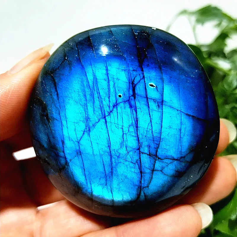 Natural Labradorite Blue Crystal Palm Stone Meditation Witchcraft Healing Spiritual Reiki Energy Eeng Shui Crystal Room Decor