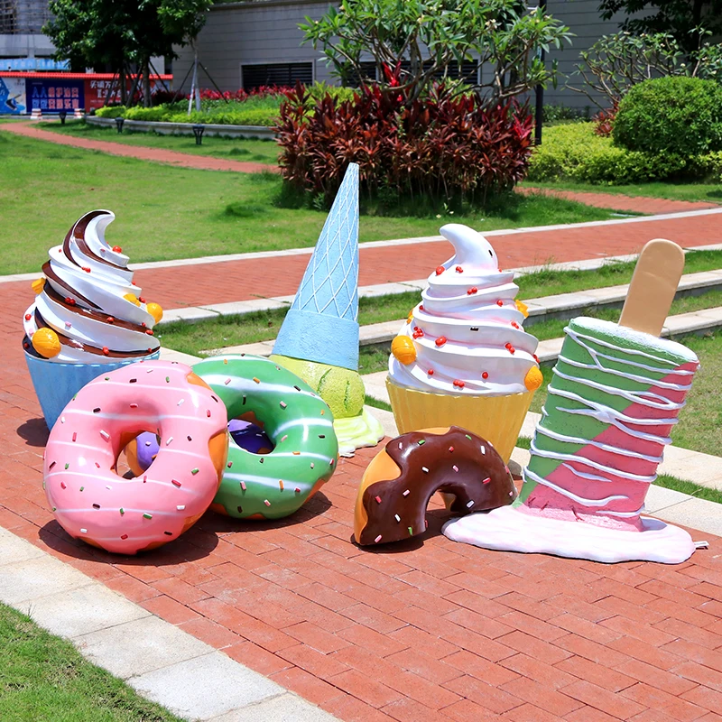 ATV&UTVFiberglass Figurine Candy Party Decorations Props Ice Cream Cone Gresouice/ice Cream Store Fiberglass Ice Cream Cone Donu