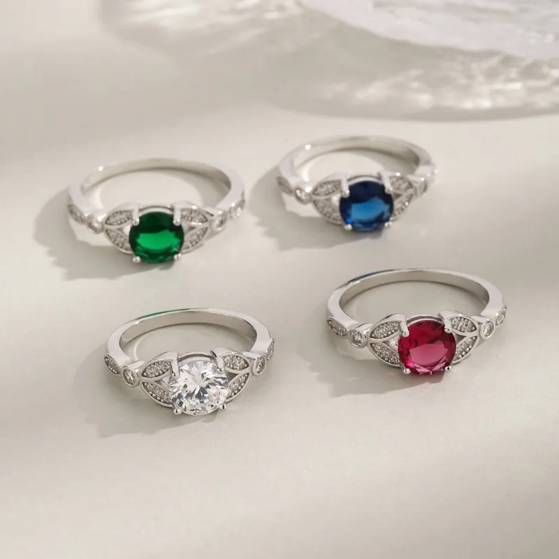 جديد S925 الفضة جولة الزركون الحصان العين زهرة خاتم الأزياء المتخصصة تصميم الدائري #1