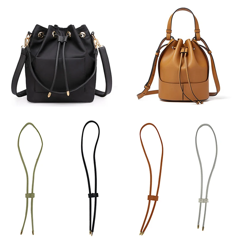 Women Detachable PU Leather Bag Strap DIY Replacement Bucket Bag Drawstring Rope Backpack Beam Pocket Purse Accessories