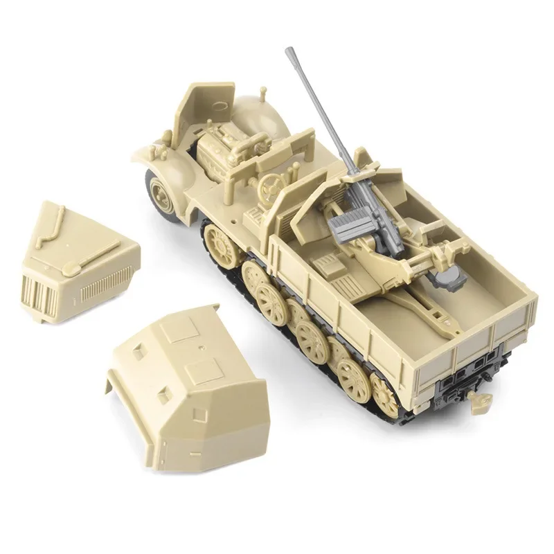 1/72 FLAK37 Armored Cannon Cars Model Building Kits Plastic Building Blocks German WW2 Air Defense Military Scale Assembled Toys