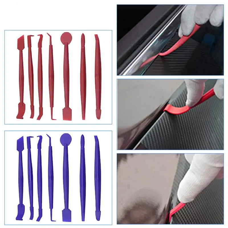 7pcs Car Film Wrap Tool Kit Car Vinyl Wrap Window Tint Film Tool Kit Vehicle Stickers Install Squeegee Set Scraper Car Accessori