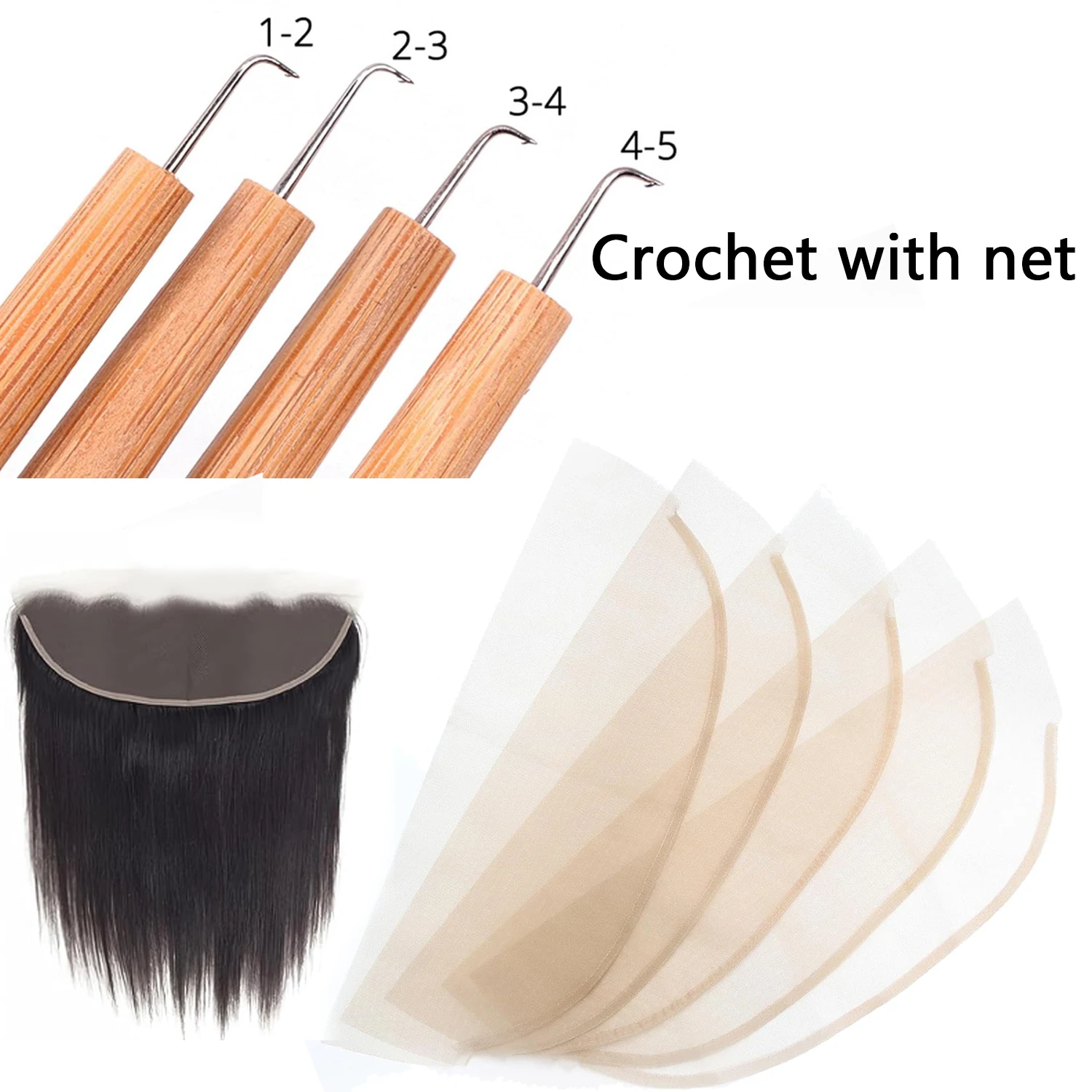 

13x4 Transparent Frontal Lace With Hair Needle for Making Wig, 5 Pieces Thin Net Base for Making Lace Frontal