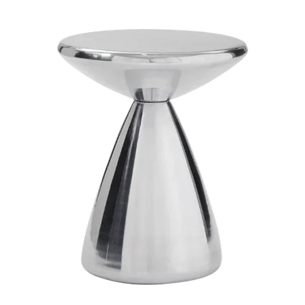

Bedside table, small apartment balcony, fiberglass corner table, electroplated circular living room side table