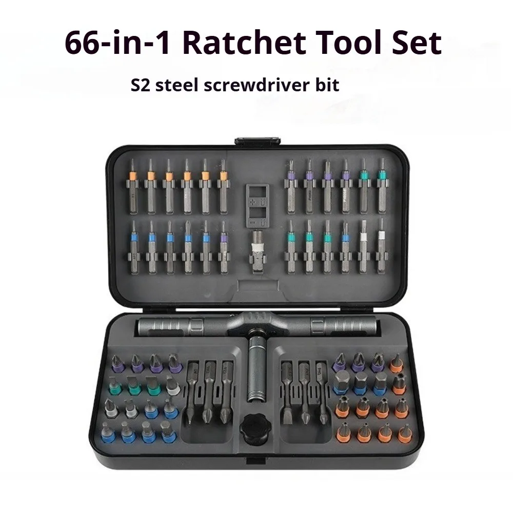 Professionelles 66-in-1 Multifunktions-Schraubendreher-Set mit S2-Stahl-Bits und Bidirektionaler Ratsche für Elektronik-Reparaturen zu Hause – Detail 2
