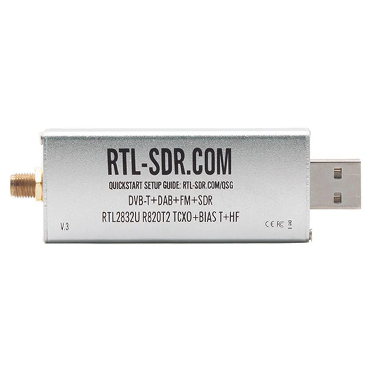 RTL-SDR 블로그 V3 R820T2 TCXO 리시버 HF BiasT SMA 소프트웨어 정의 라디오, 500KHz-1766 MHz, 최대 3.2 MHz