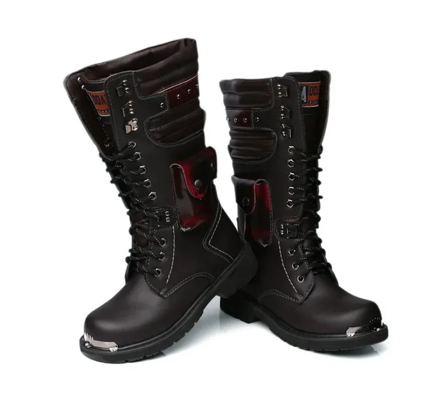 Herren High Top Motorrads tiefel Herbst und Winter Mode Outdoor kollision resistente rutsch feste weiche Sohle lässige Lederstiefel