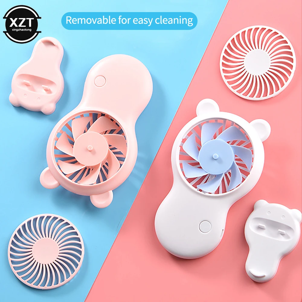 New Handheld Pocket Mini Fan Portable with Stand USB Charging Fan Air Conditioner Handheld Fan Three Gear Wind Speed Regulation