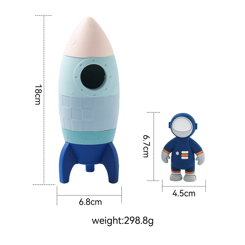 Baby Gestapelt Silikon Rakete Astronaut Weiche Baustein Spielzeug Baby Beruhigende Spielzeug Set Raum Dekoration Geschenke Für Neugeborene Wachstum