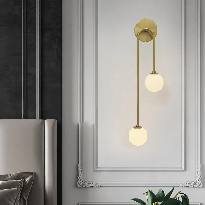 Nordic Corridor Aisle Staircase Decorative Lamp LED Wall Lamp Modern Bedroom Double Head Acrylic Ball Wall Lamp G9 Bulb