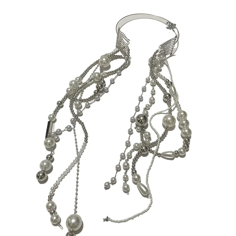 

Sweet Cool Spice Girl Long Pearl Tassel Headband Female Premium Hairpin