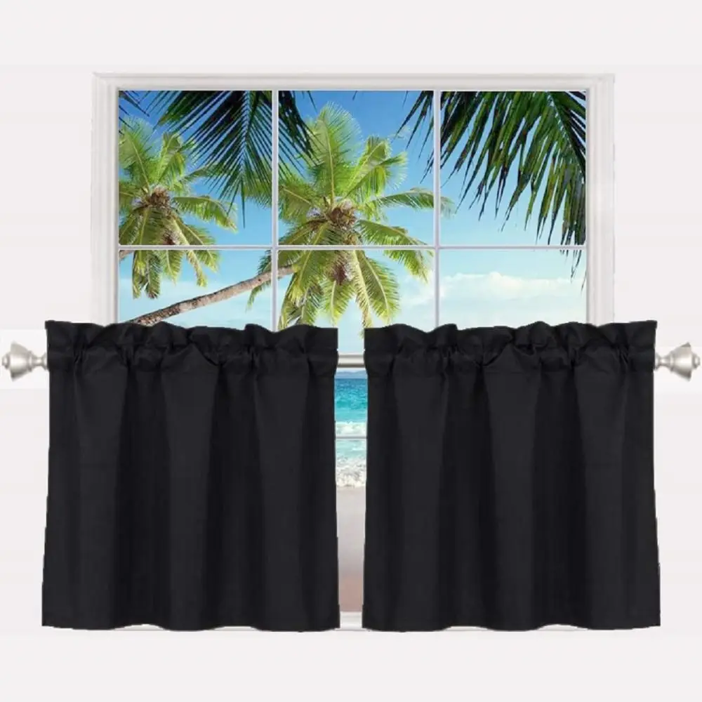 

Pure Color Short Tier Curtains for Small Window Treatment Washable Short Blackout Curtain Durable Half Window Curtains