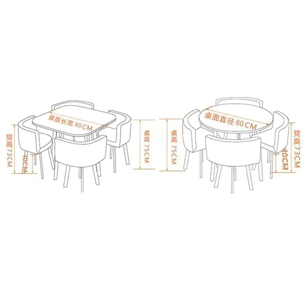 Juego de mesa de comedor de oficina de diseño, 4 sillas, estudio, apartamento, ahorro de espacio