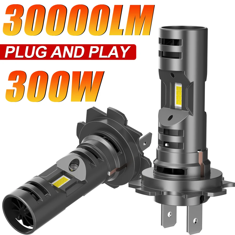 

300W Mini H7 LED Headlight Bulb Wireless Super Bright Car Headlamp Auto Diode Lamp Plug&play Turbo Led 12V 6000K Two cooling fan