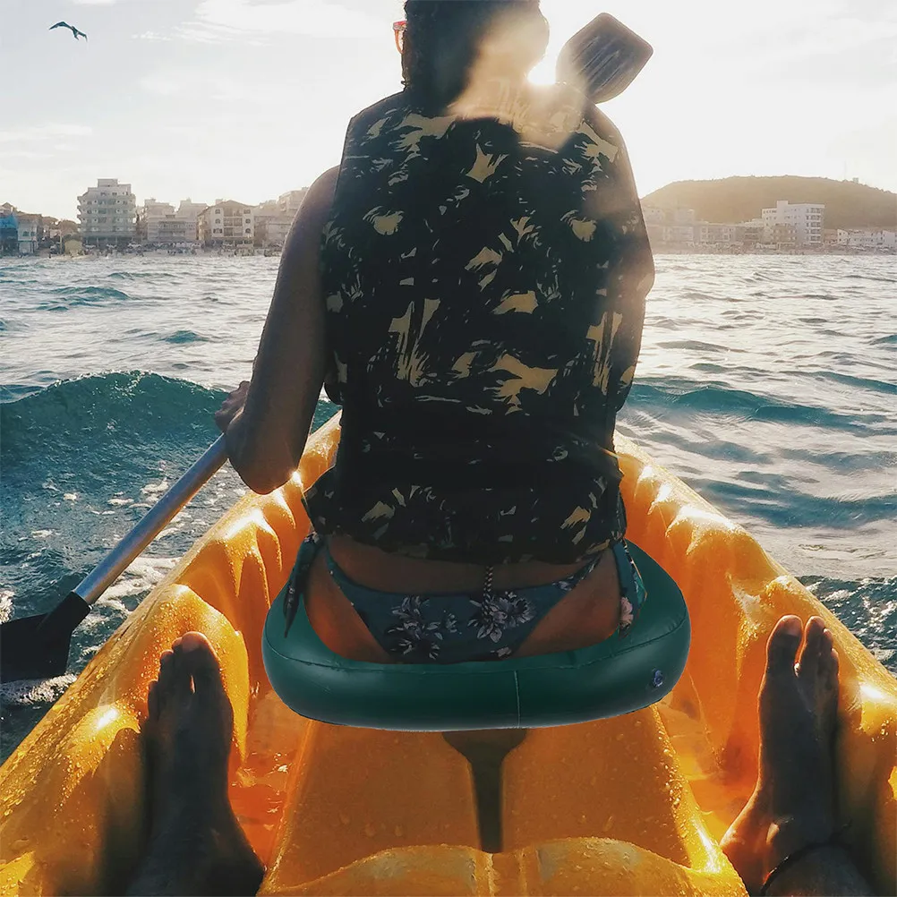 4Pcs Inflatable Kayak Seat Cushion PVC Outdoor Boat Seat with Lumbar Support Lightweight Foldable for Fishing Water