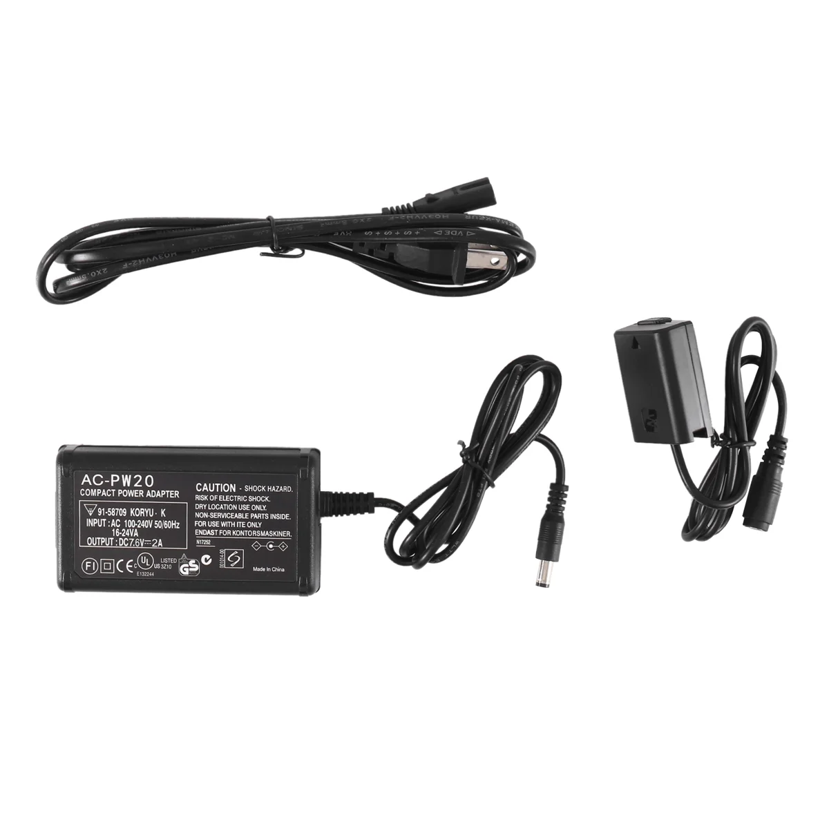 AT87-Suitable for Sony NEX Micro-Single External Power Adapter AC-PW20 Charger 3-Piece Set-US Plug