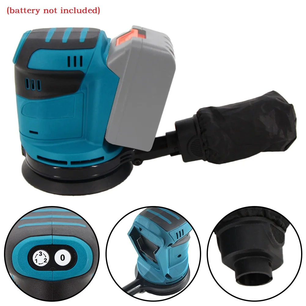 Cordless Electric Sander 125mm 3 Speed Orbital Sander Wood Grinder Sanding Machine With Sandpaper For Makita 18V Battery