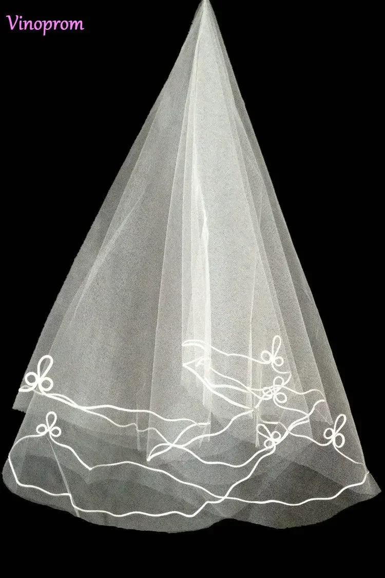 한 겹 얇은 명주 그물 펜슬 가장자리 아이보리 여성 신부 베일, 신부 웨딩 베일