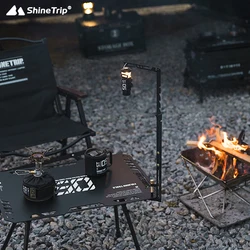 ShineTrip Wysuwany stojak na lampę Zewnętrzny przenośny stojak na lampę kempingowąMulti-Speed Regulowany stojak na lampę ze stali nierdzewnej