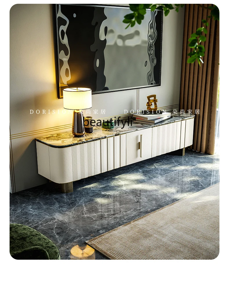 

Italian light luxury TV living room household solid wood storage modern TV cabinet